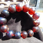 34 gram 14 Beads Mala Bracelet Indonesian Dark Blue Cherry Red Amber 16 mm for Healing FRB17
