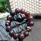 34 gram 14 Beads Mala Bracelet Indonesian Dark Blue Cherry Red Amber 16 mm for Healing FRB17