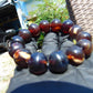 34 gram 14 Beads Mala Bracelet Indonesian Dark Blue Cherry Red Amber 16 mm for Healing FRB17