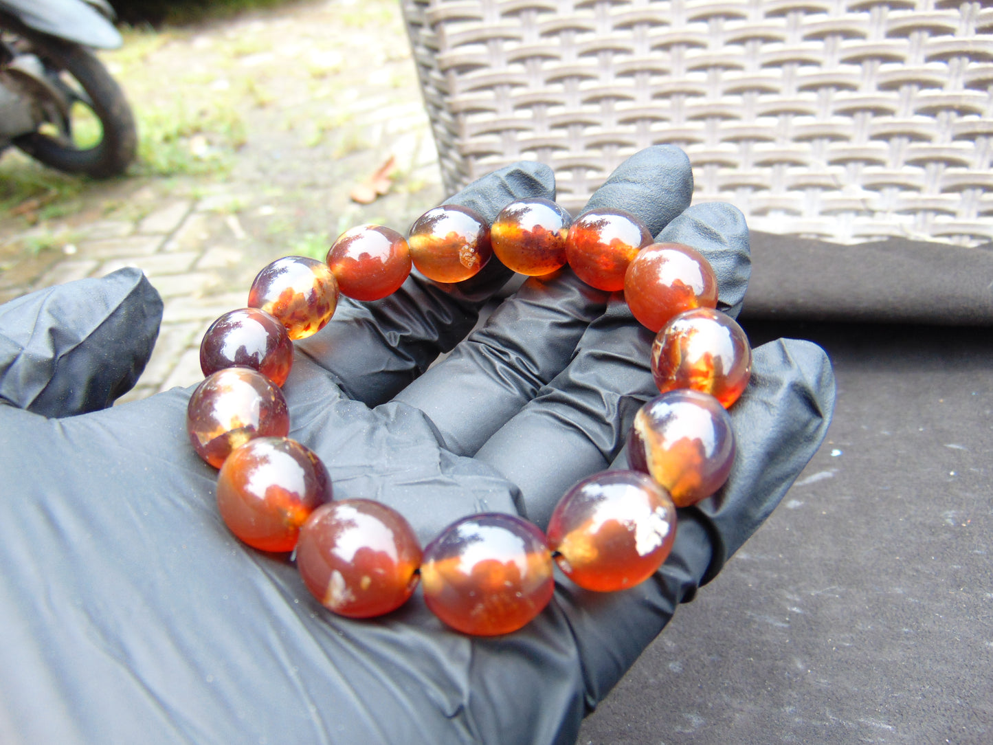 21 gram 14 Beads Mala Bracelet Indonesian amber 13x16 mm for Healing A14G56