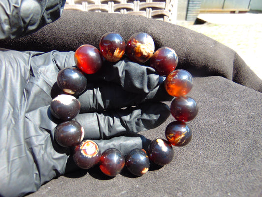 30 gram 14 Beads Mala Bracelet Indonesian Cherry Red Amber 16 mm for Healing FRB11