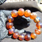 32 gram 14 Beads Mala Bracelet Indonesian Blue Yellow Amber 16 mm for Healing FRB2