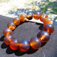 32 gram 14 Beads Mala Bracelet Indonesian Blue Yellow Amber 16 mm for Healing FRB2