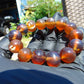 32 gram 14 Beads Mala Bracelet Indonesian Blue Yellow Amber 16 mm for Healing FRB2