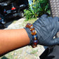 32 gram 14 Beads Mala Bracelet Indonesian Blue Yellow Amber 16 mm for Healing FRB2