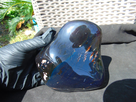 491 gr full polished 13x12x9 cm Indonesia Blue Amber for Healing AR152