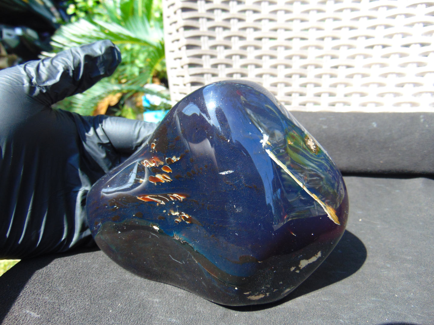 491 gr full polished 13x12x9 cm Indonesia Blue Amber for Healing AR152