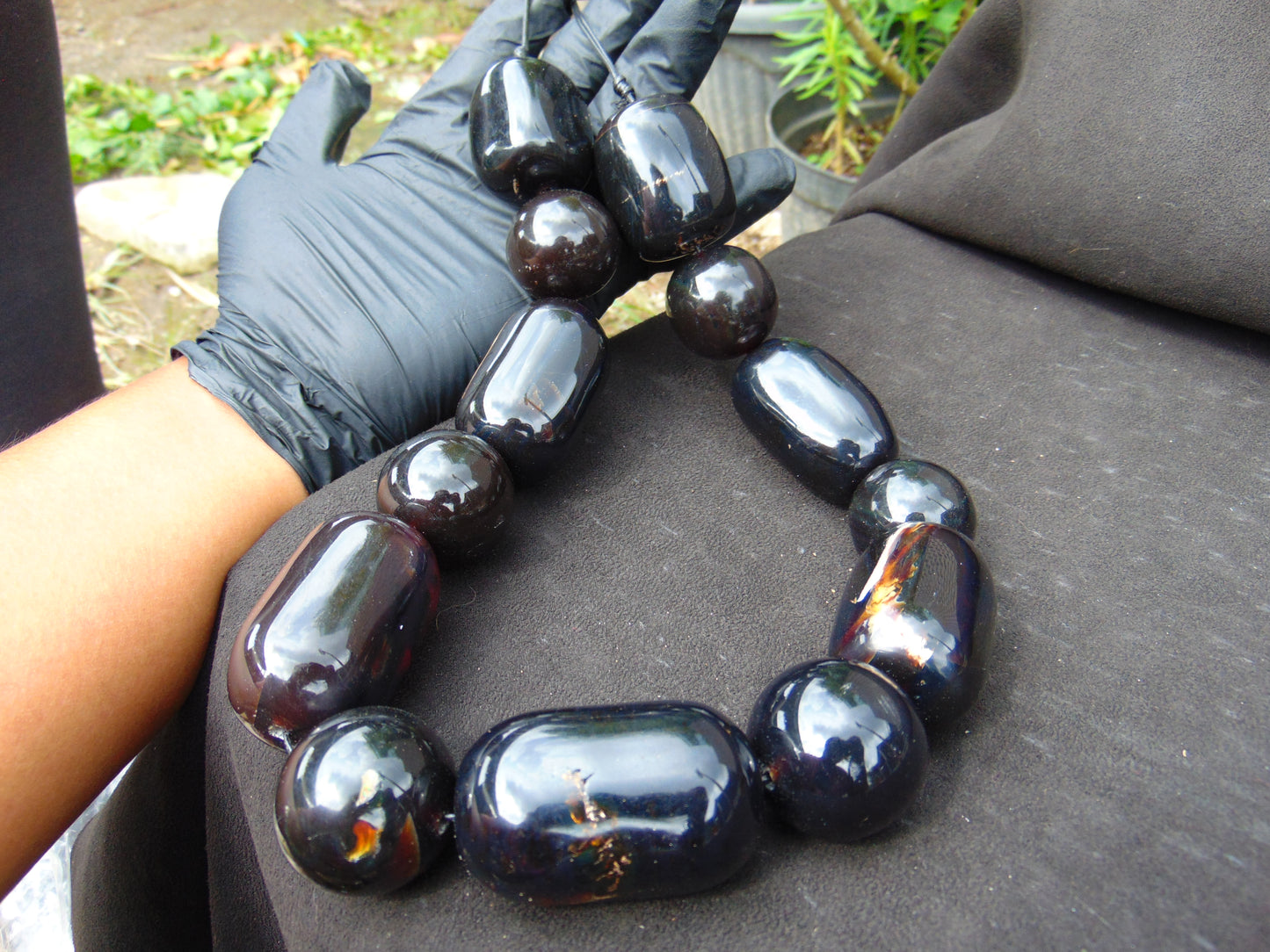 299 gr Big Necklace Indonesian Black Amber for Healing NE3