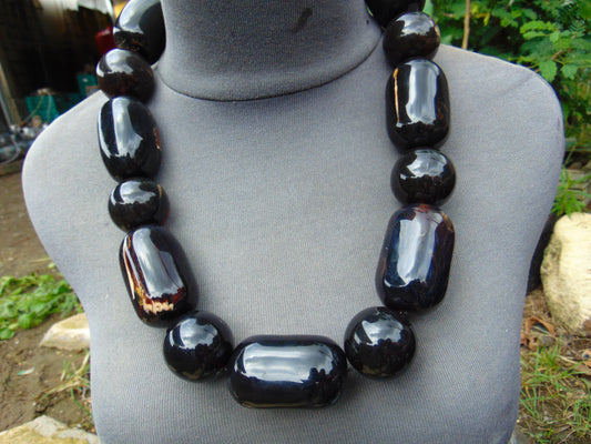 299 gr Big Necklace Indonesian Black Amber for Healing NE3