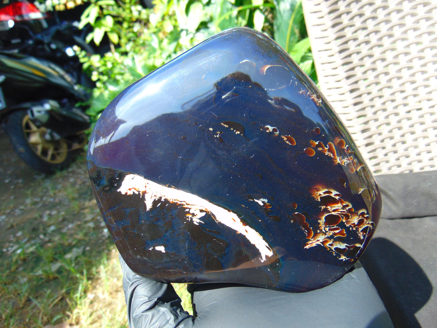 491 gr full polished 13x12x9 cm Indonesia Blue Amber for Healing AR152