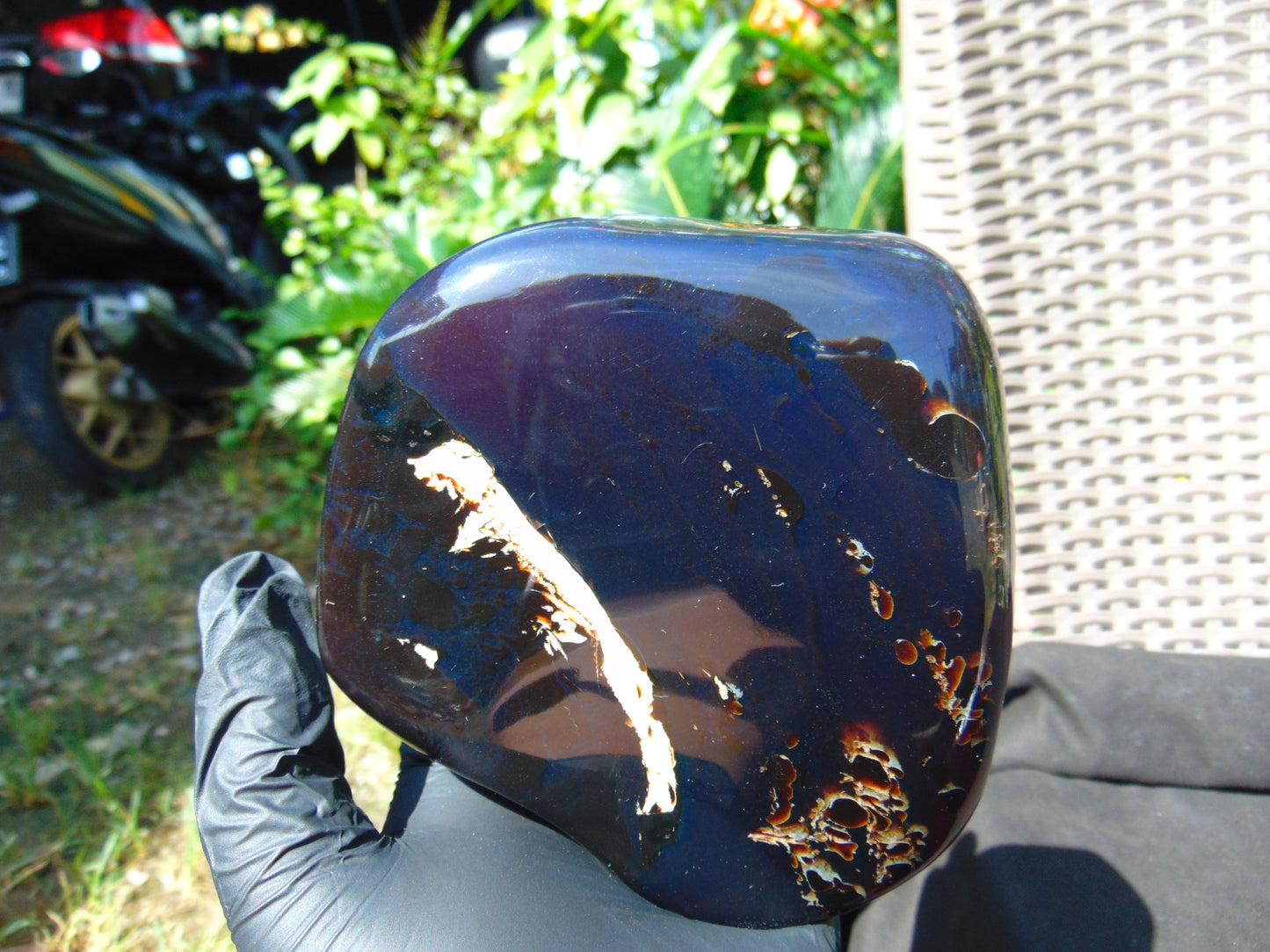 491 gr full polished 13x12x9 cm Indonesia Blue Amber for Healing AR152