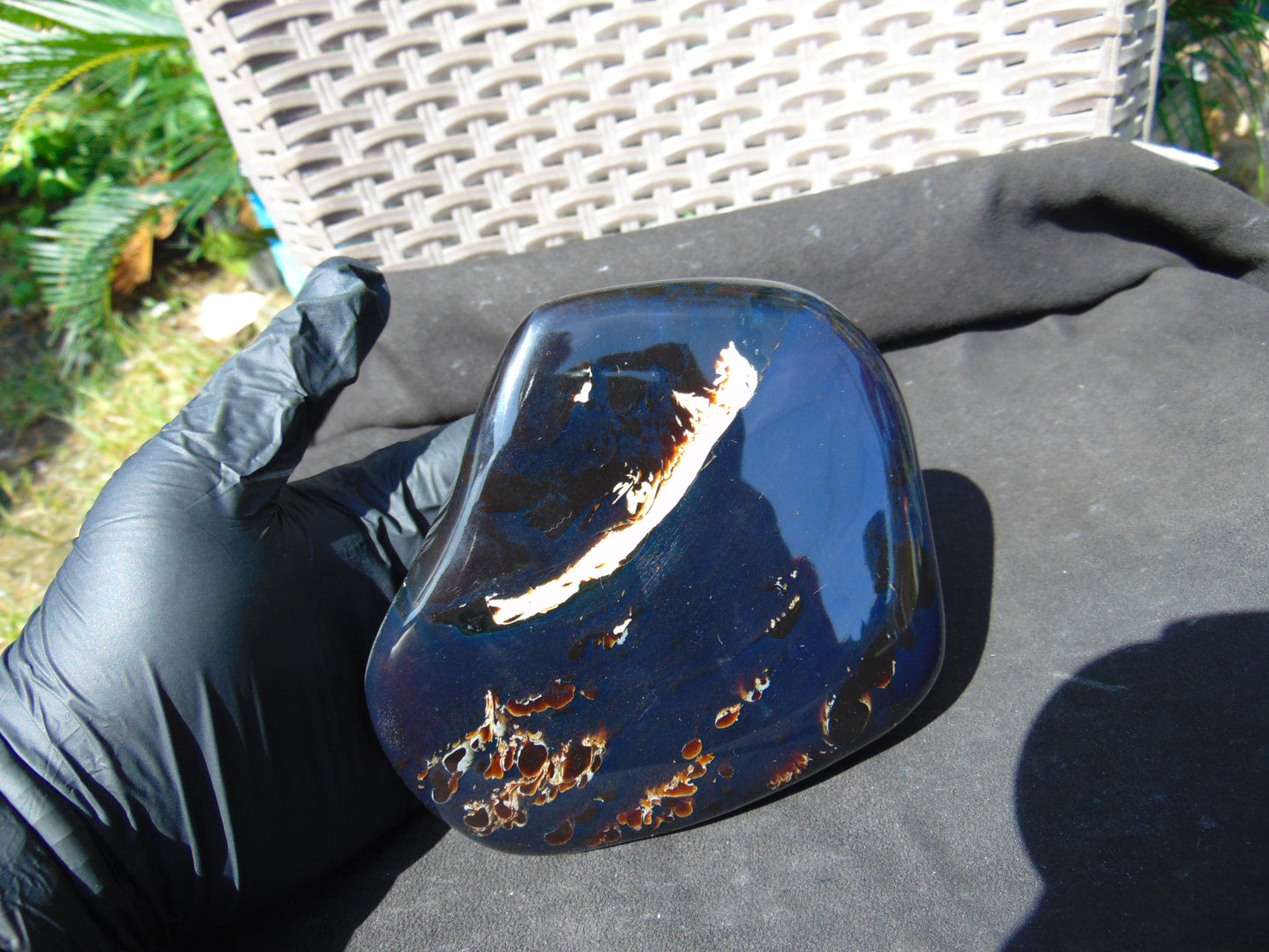 491 gr full polished 13x12x9 cm Indonesia Blue Amber for Healing AR152