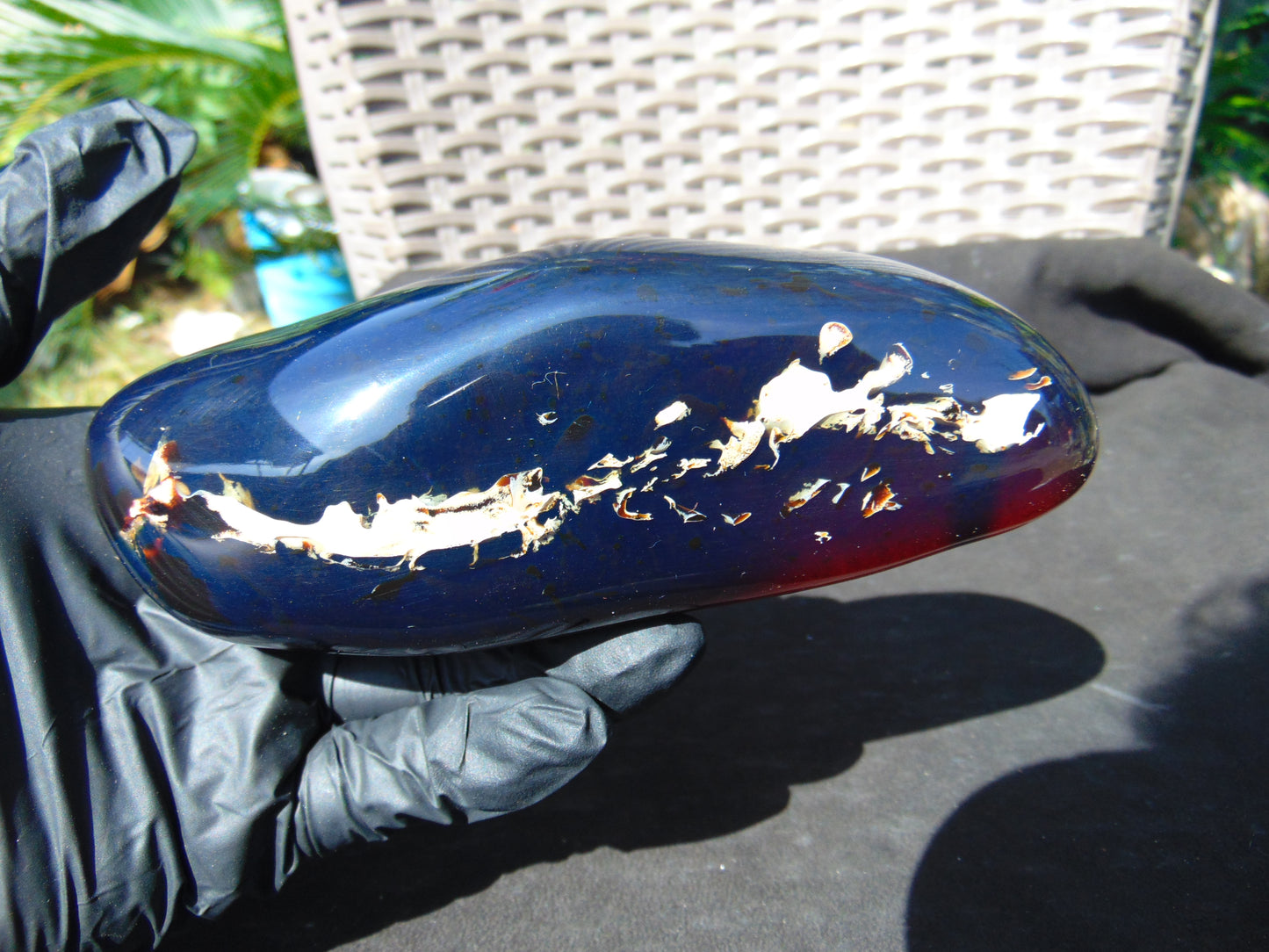 244 gr full polished 152x56x58 mm Indonesia Blue  Amber for Healing 25ST1