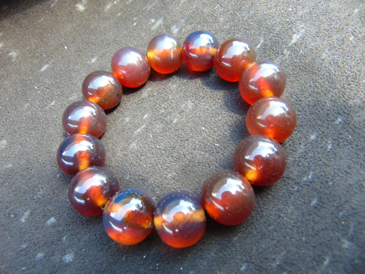 30 gram 14 Beads Mala Bracelet Indonesian Blue Yellow Red Amber 16 mm for Healing FRB10