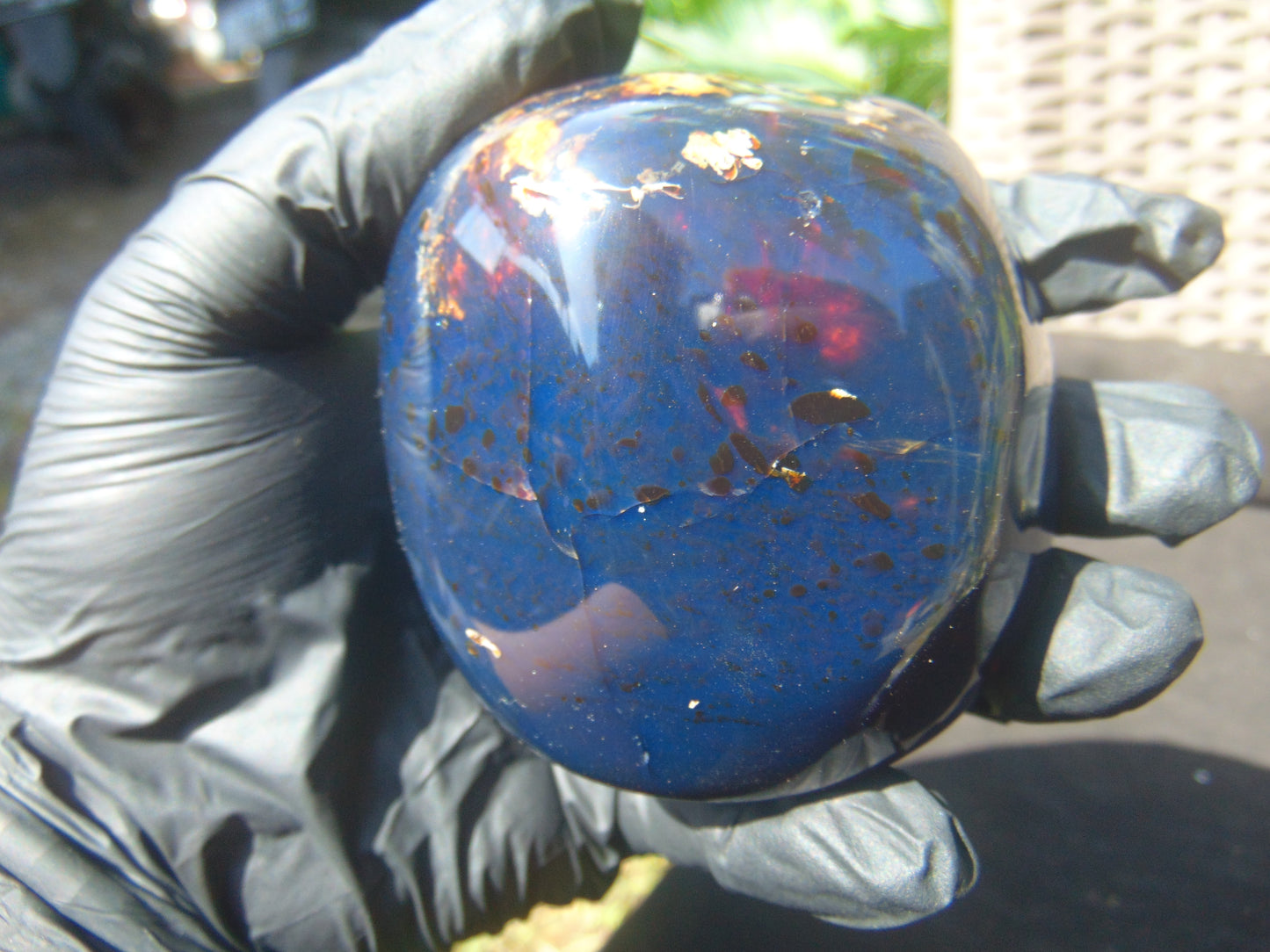 158 gr full polished 75x74x45 mm Indonesia Blue Amber for Healing ML94