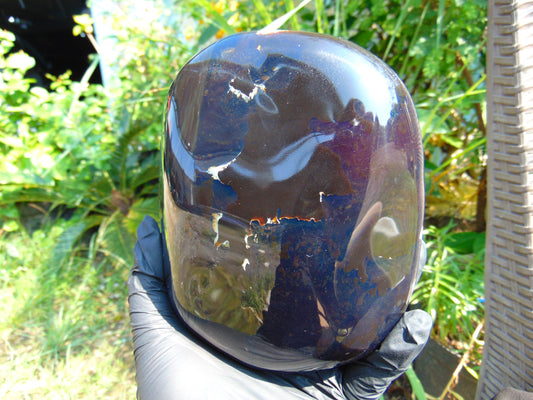 568 gram full polished 148x131x52 mm Indonesian Sumatra Purple Blue Amber for Healing ST112