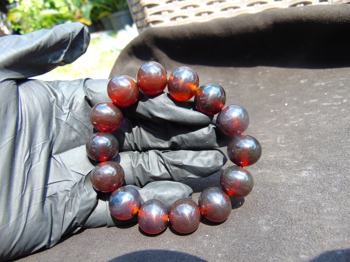 31 gram 14 Beads Mala Bracelet Indonesian Cherry Red Amber 16 mm for Healing FRB5