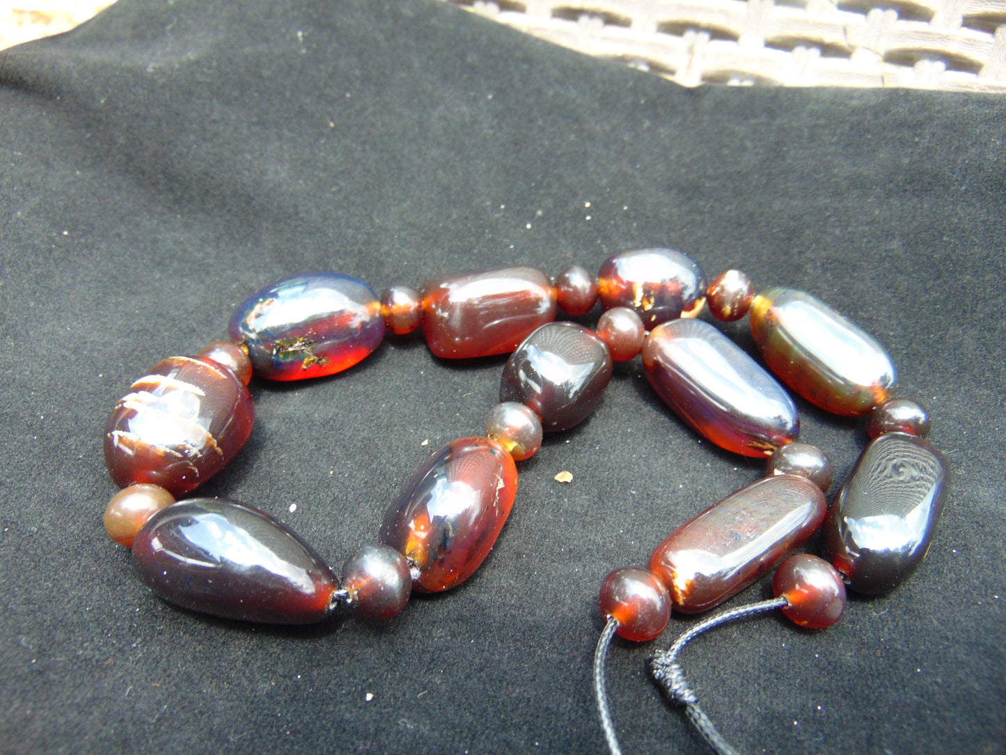 75 gram Small Beads Combination Necklace Indonesian Blue Red Amber for Healing A11K170