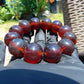 56 gram 12 Beads Mala Bracelet Indonesian Cherry Red Blue Amber 20 mm for Healing B20M22