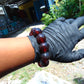56 gram 12 Beads Mala Bracelet Indonesian Cherry Red Blue Amber 20 mm for Healing B20M22