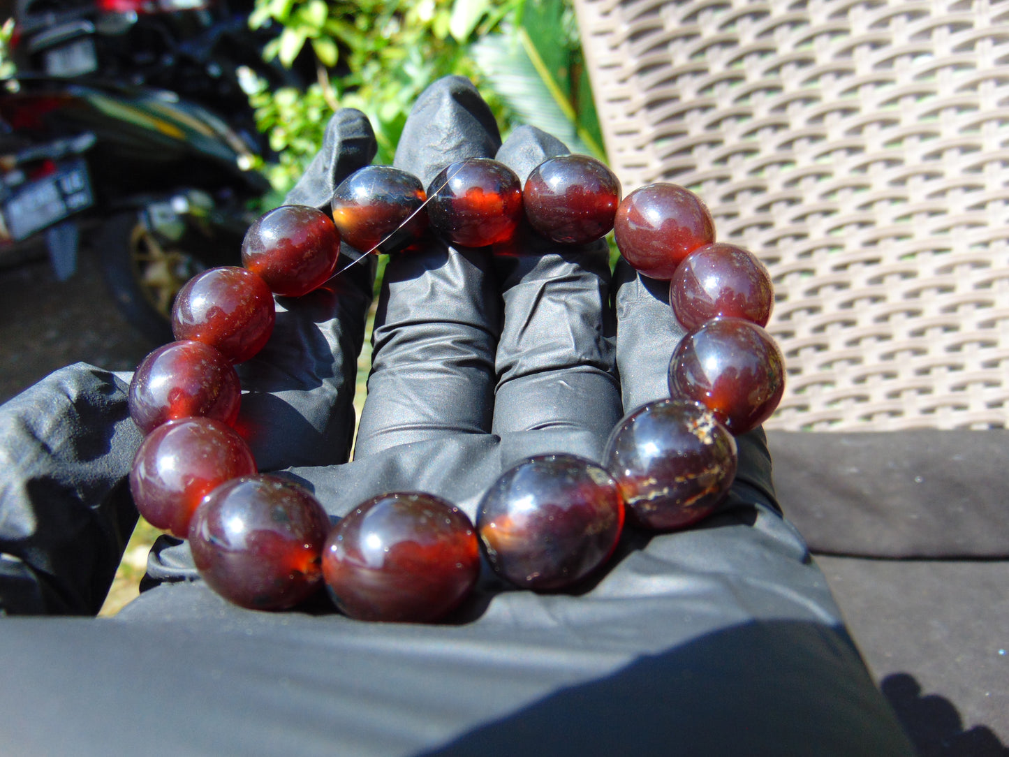 23 gram 14 Beads Mala Bracelet Indonesian amber 13x16 mm for Healing A14G60