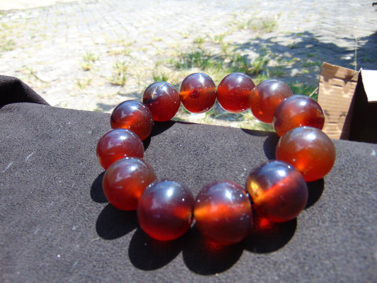 56 gram 12 Beads Mala Bracelet Indonesian Red Amber 20 mm for Healing B20M16