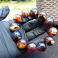 57 gram 12 Beads Mala Bracelet Indonesian White Blue Amber 20 mm for Healing B20M12