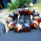 57 gram 12 Beads Mala Bracelet Indonesian White Blue Amber 20 mm for Healing B20M12
