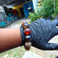 57 gram 12 Beads Mala Bracelet Indonesian White Blue Amber 20 mm for Healing B20M12