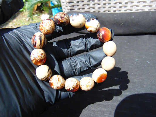 21 gram 14 Beads Mala Bracelet Indonesian white amber 13x16 mm for Healing A14G54