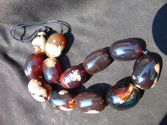 156 gr Big Necklace 12 beads Indonesian Amber for Healing F15