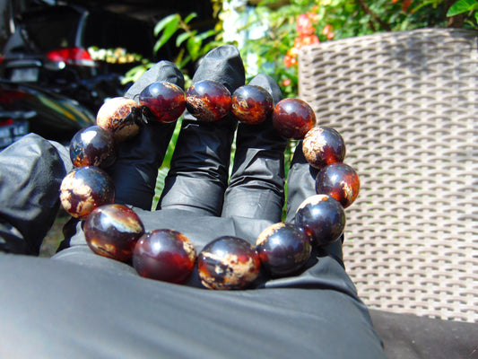 21 gram 14 Beads Mala Bracelet Indonesian amber 13x16 mm for Healing A14G53