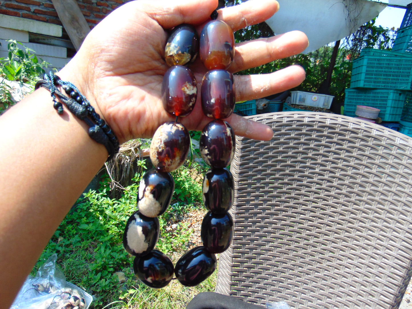 156 gr Big Necklace 12 beads Indonesian Amber for Healing F15