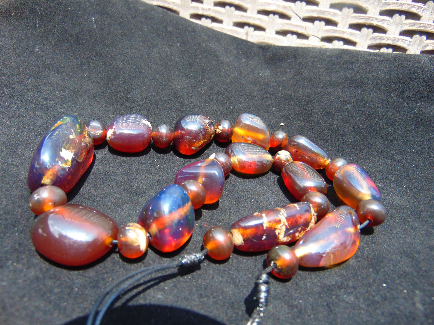 59 gram Small Beads Combination Necklace Indonesian Blue Amber for Healing S13K184