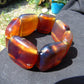 95 gr 7 Square Beads Bangle Indonesian Blue Amber for Healing A7G30