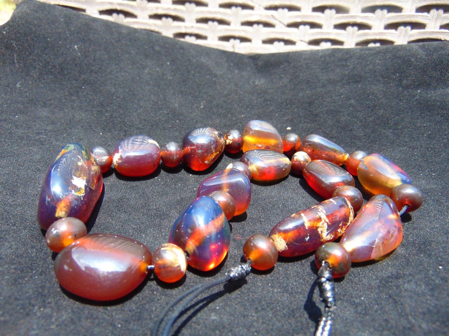 59 gram Small Beads Combination Necklace Indonesian Blue Amber for Healing S13K184