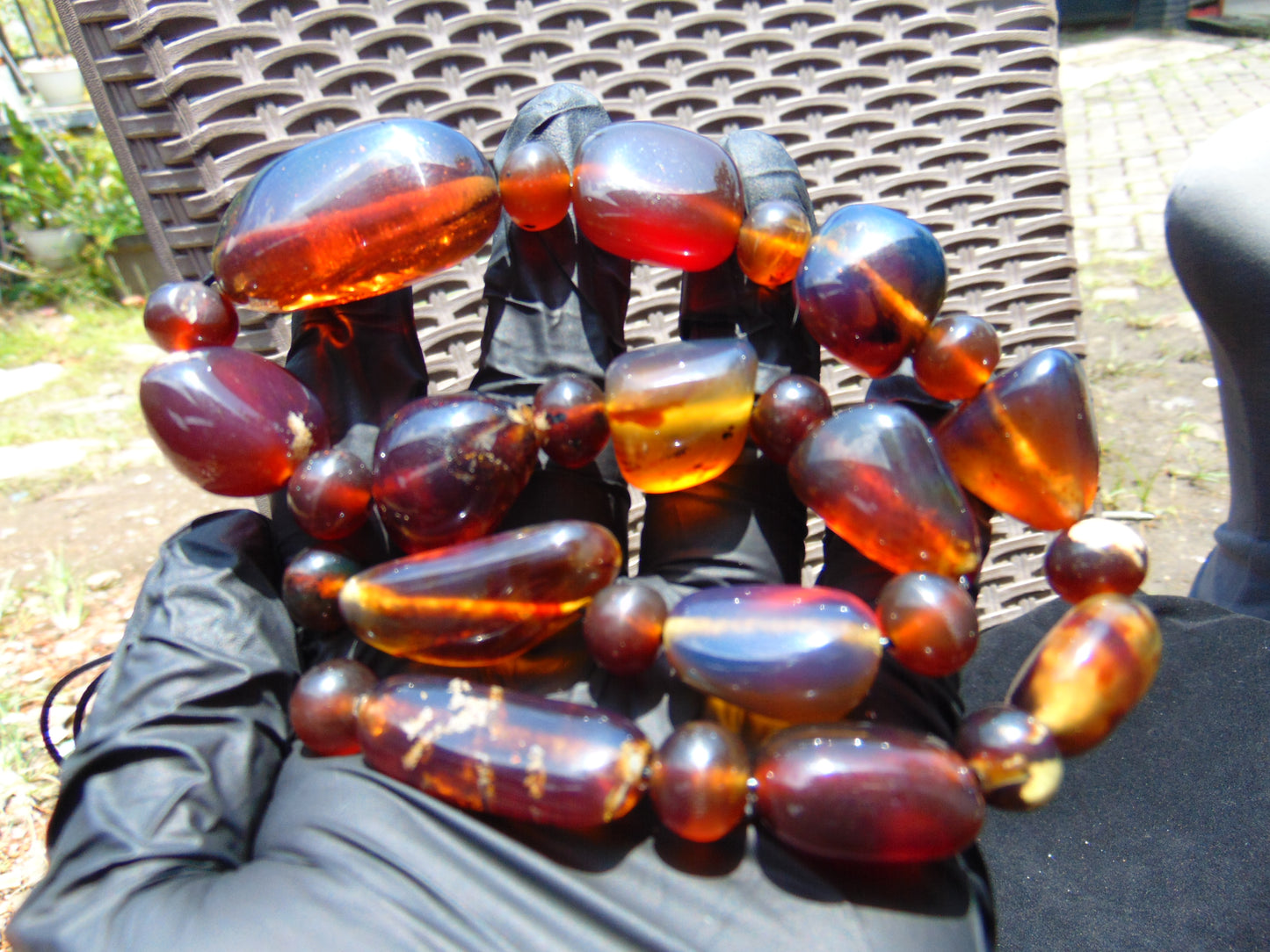 59 gram Small Beads Combination Necklace Indonesian Blue Amber for Healing S13K184