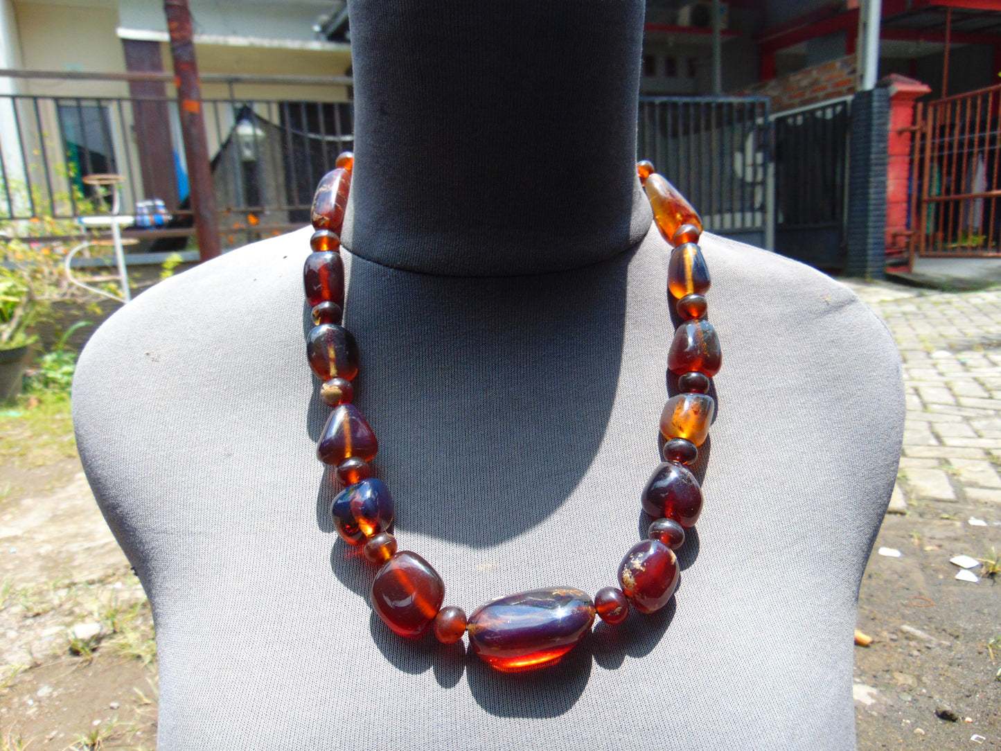 59 gram Small Beads Combination Necklace Indonesian Blue Amber for Healing S13K184