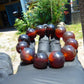 54 gram 12 Beads Mala Bracelet Indonesian Blue Red Amber 20 mm for Healing B20M18
