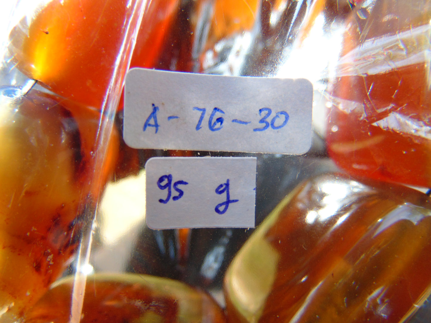 95 gr 7 Square Beads Bangle Indonesian Blue Amber for Healing A7G30