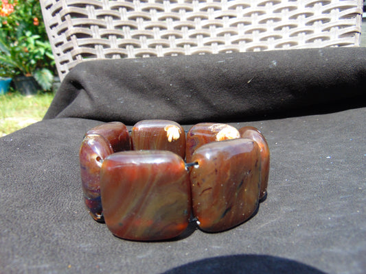 89 gr 7 Square Beads Bangle Indonesian Amber for Healing A7G24