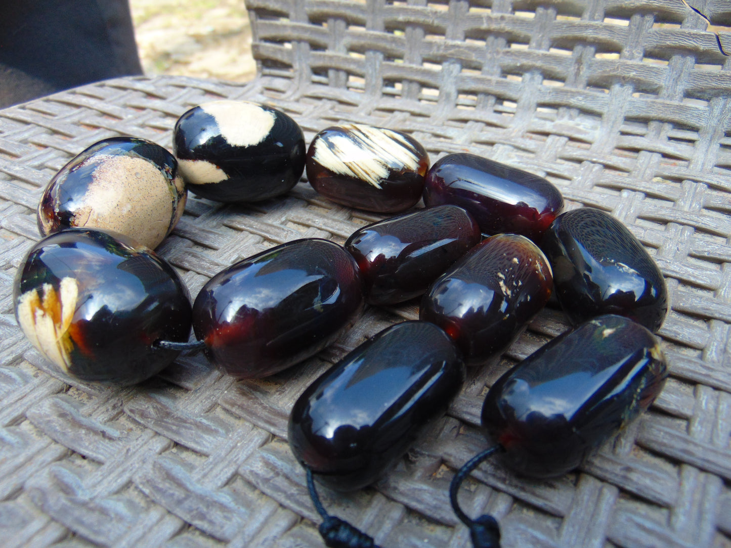 169 gram Small 11 Beads Necklace Indonesian white cherry red Amber for Healing S11K163