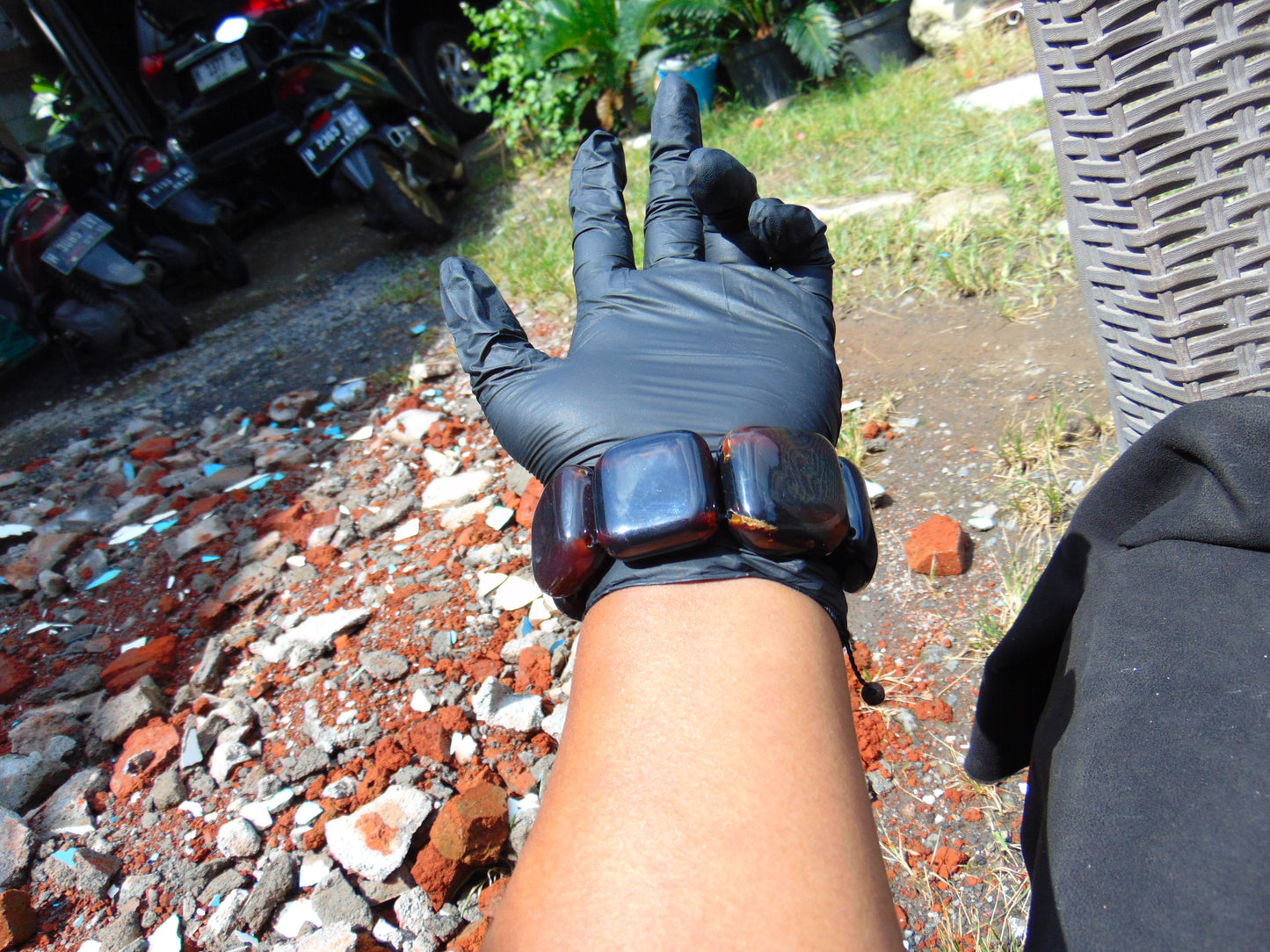 101 gr 7 Square Beads Bangle Indonesian Amber for Healing A7G37