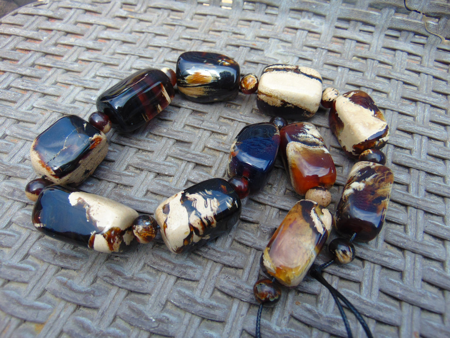 151 gram Small Beads Combination Necklace Indonesian white Blue Amber for Healing S11K165