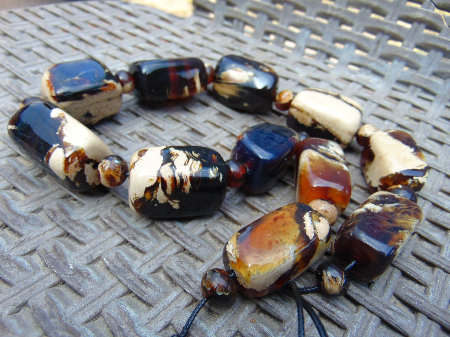 151 gram Small Beads Combination Necklace Indonesian white Blue Amber for Healing S11K165