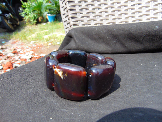 103 gr 7 Square Beads Bangle Indonesian Amber for Healing A7G33