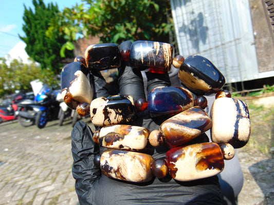 151 gram Small Beads Combination Necklace Indonesian white Blue Amber for Healing S11K165