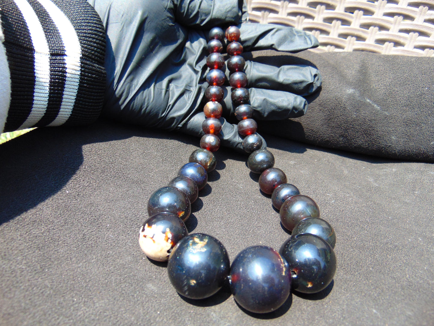 76 gram Small Beads Combination Necklace Indonesian Cherry Red Amber for Healing NE4