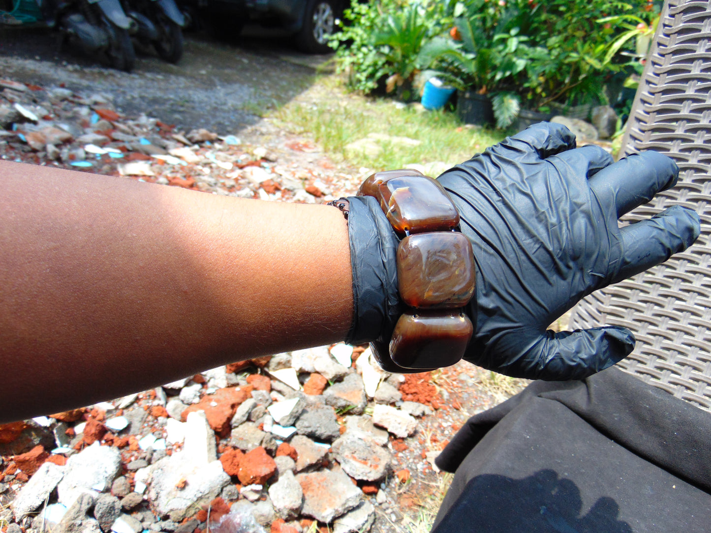 99 gr 7 Square Beads Bangle Indonesian Amber for Healing A7G26