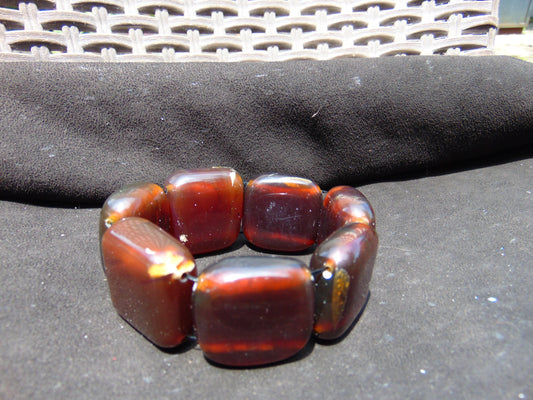 90 gr 7 Square Beads Bangle Indonesian Amber for Healing A7G35